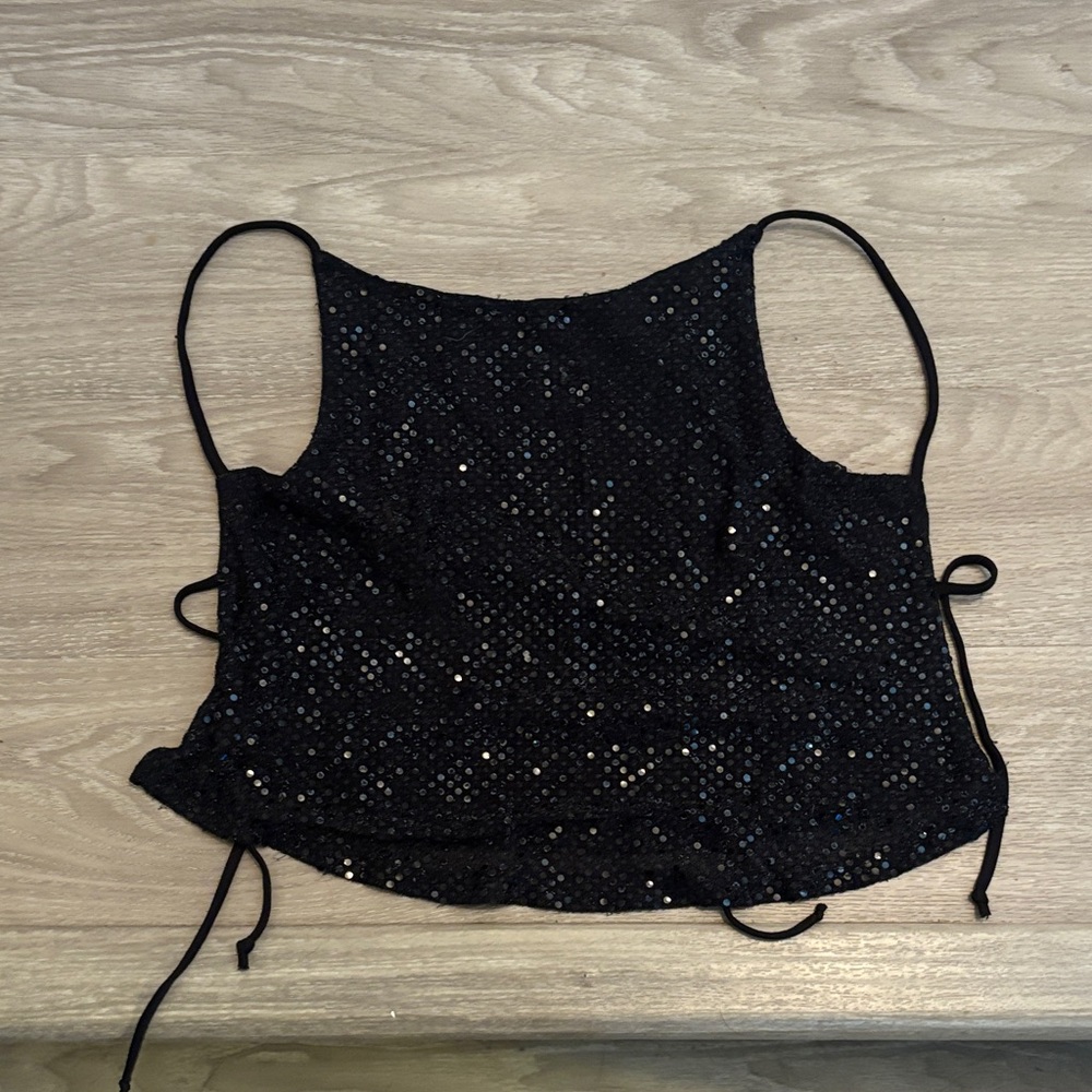 Black Sequin Women's CropTop